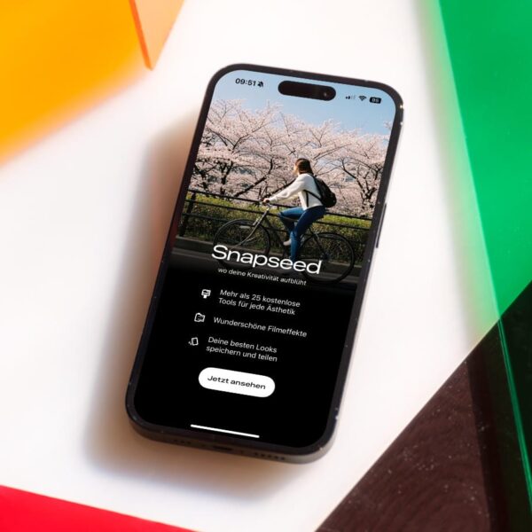 novo layout do app Snapseed no iPhone com destaque para favoritos