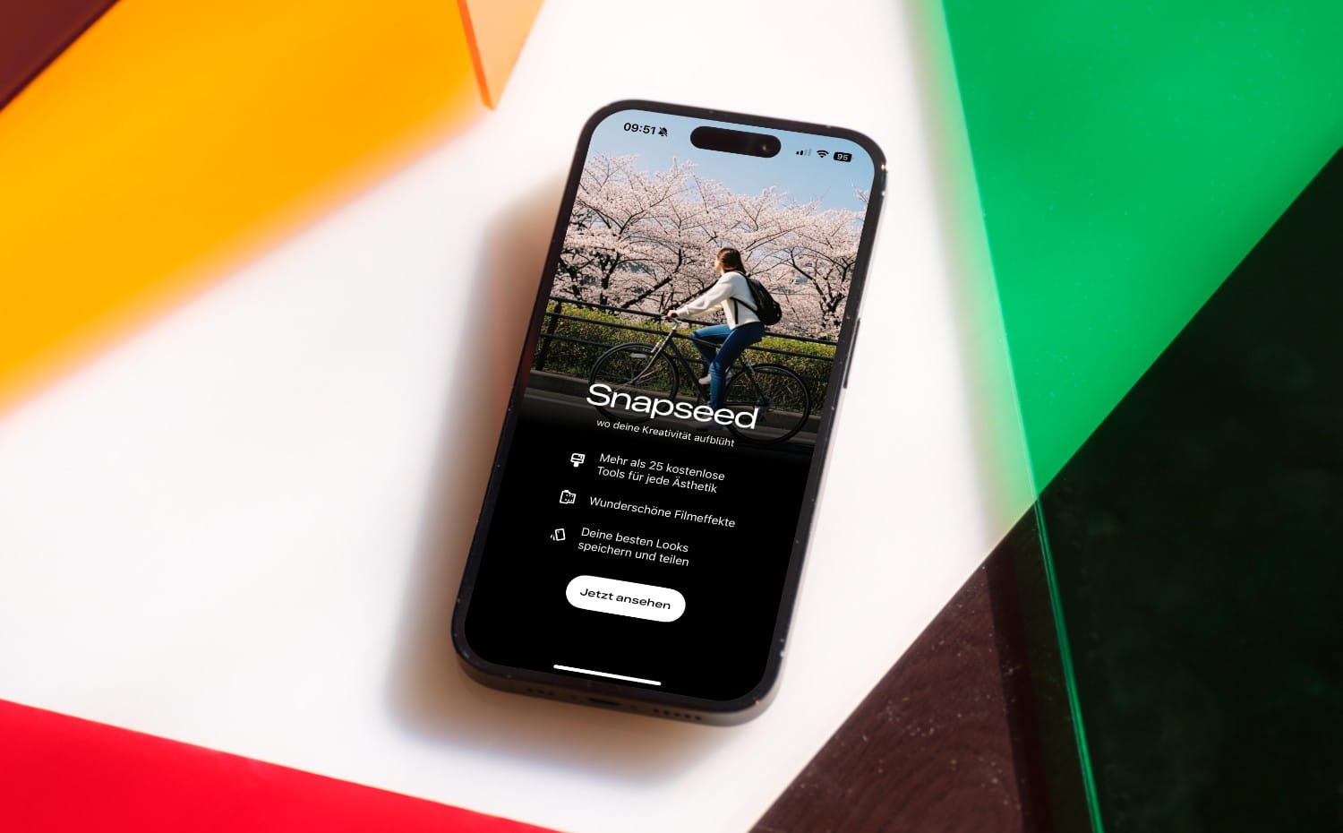 novo layout do app Snapseed no iPhone com destaque para favoritos