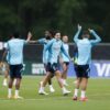 Jogadores do Flamengo treinando