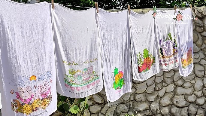 Panos de pratos branquinhos no varau